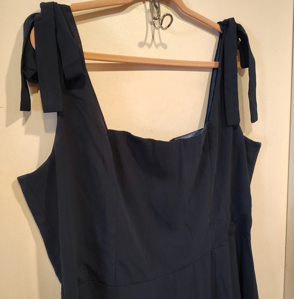 Lulus NWT Navy Blue Love Me Forever Tie Strap Square Neck Formal Maxi Dress 2X - Picture 3 of 9